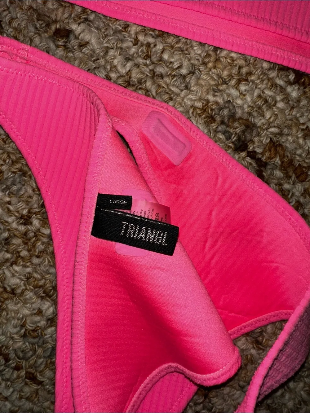 triangl swimwear Pink Ribbed Bandeau Bikini Top